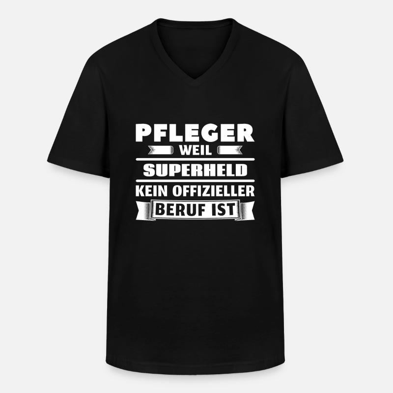 Pfleger Superheld - Männer-T-Shirt mit V-Ausschnitt - Schwarz