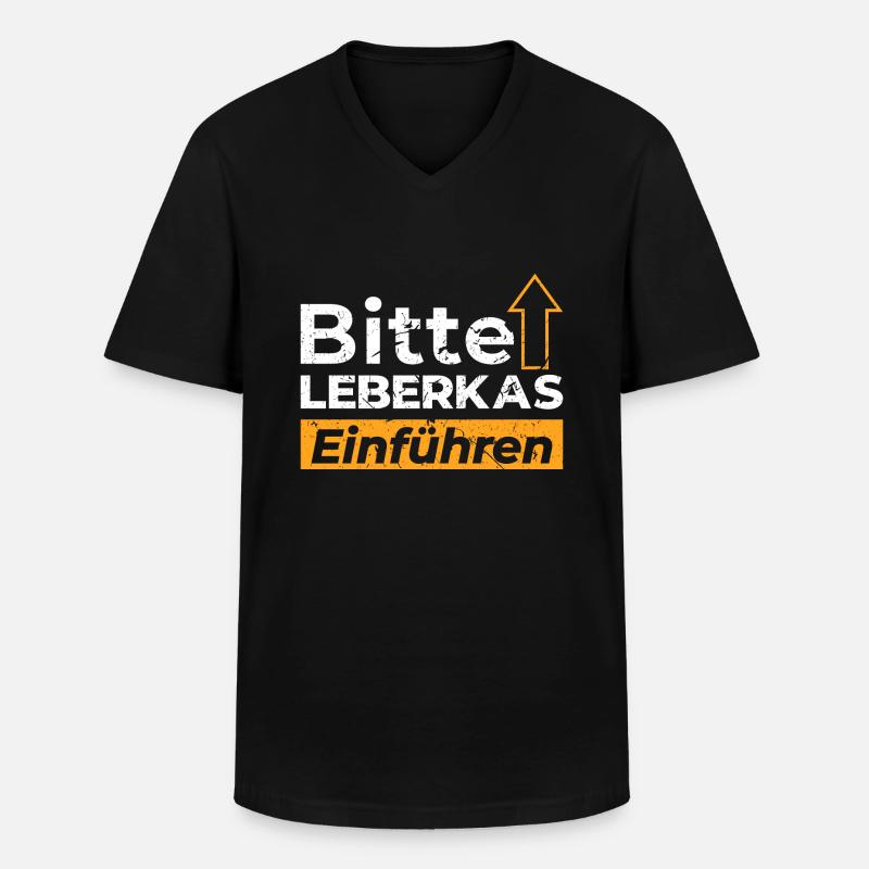 Bitte Leberkas Einführen Leberkäse - Männer-T-Shirt mit V-Ausschnitt - Schwarz