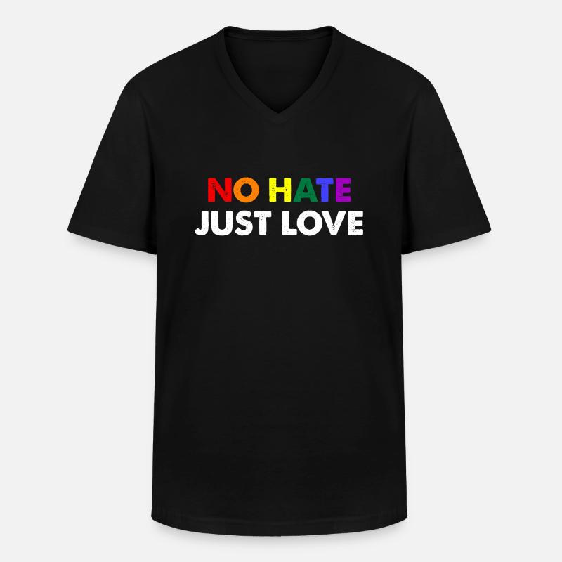 No Hate Just Love - Männer-T-Shirt mit V-Ausschnitt - Schwarz