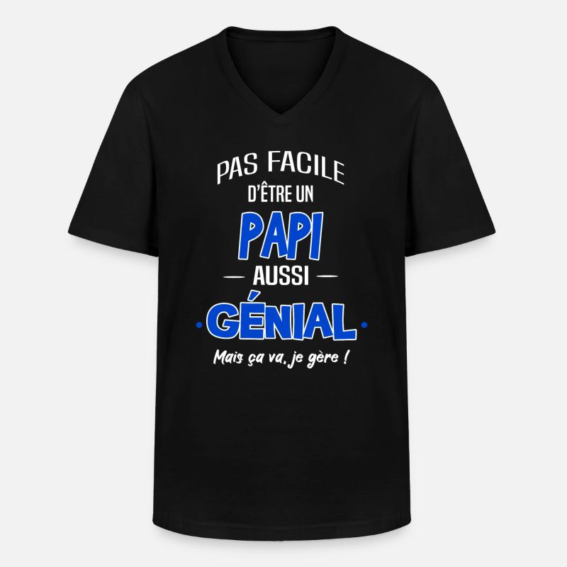 PAPI - T-shirt col V Homme - noir