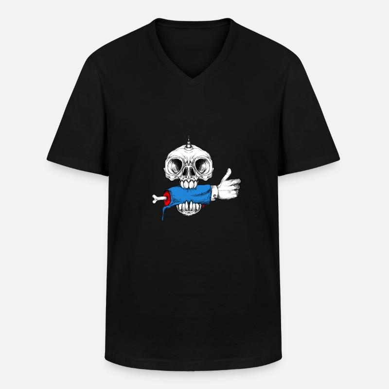 Schädel Like - Männer-T-Shirt mit V-Ausschnitt - Schwarz