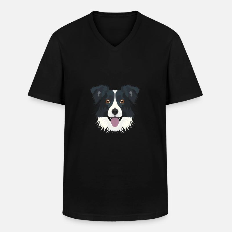 Illustration Border Collie - Männer-T-Shirt mit V-Ausschnitt - Schwarz