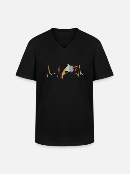 Heartbeat Orca - Men's V-Neck T-Shirt - black