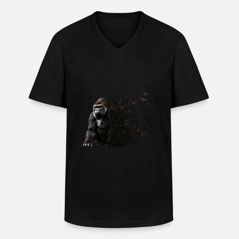 Gorilla - Männer-T-Shirt mit V-Ausschnitt - Schwarz