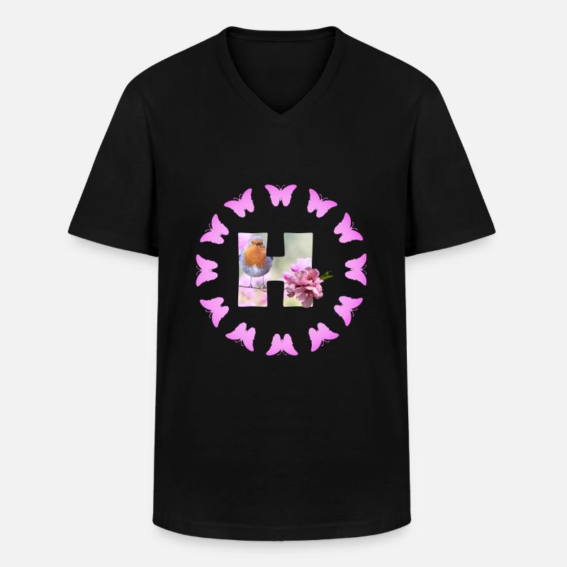 obstblüte h - Männer-T-Shirt mit V-Ausschnitt - Schwarz