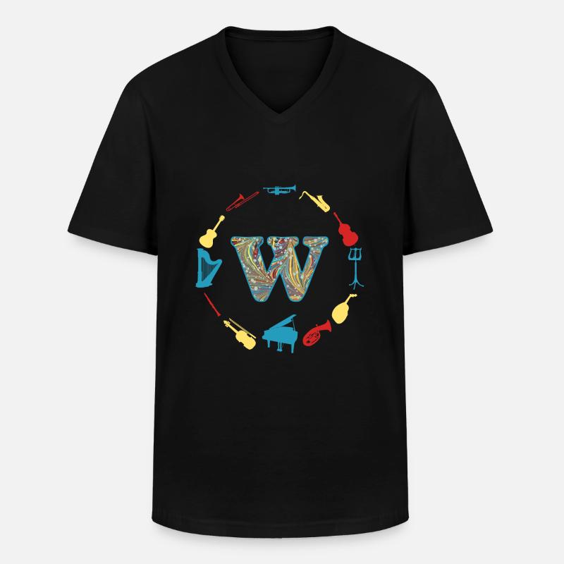 musik e 201 w - Männer-T-Shirt mit V-Ausschnitt - Schwarz