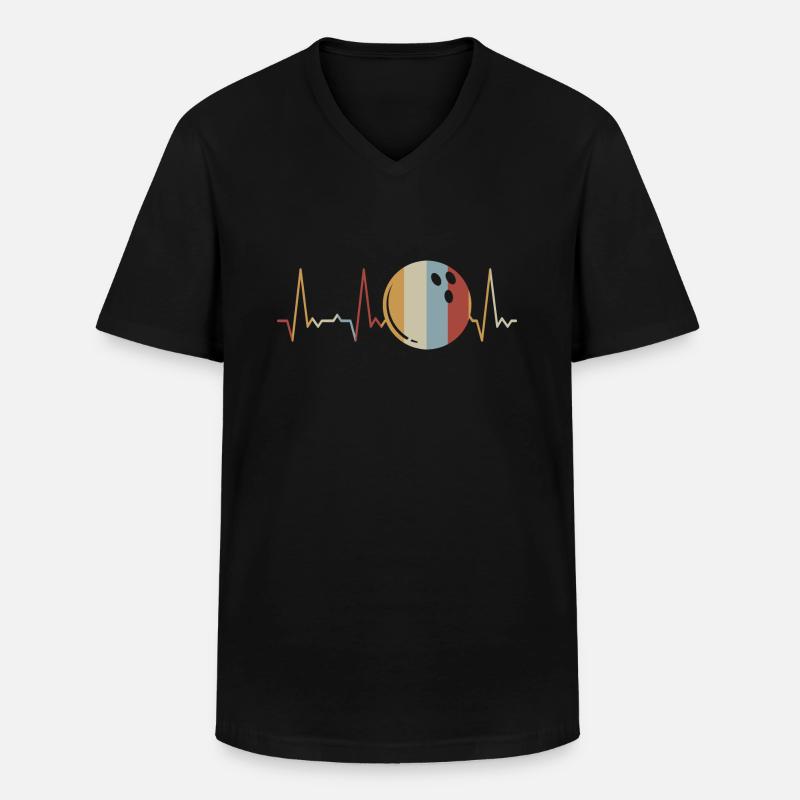 Herzschlag Bowlingkugel - Männer-T-Shirt mit V-Ausschnitt - Schwarz