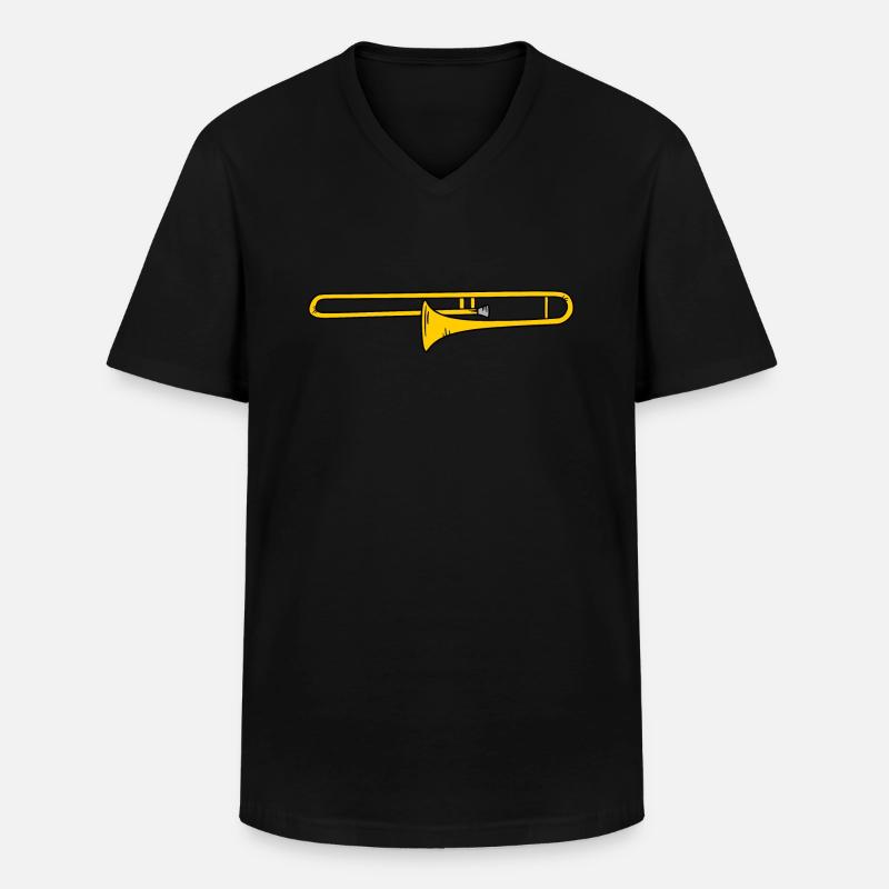 Posaune - Männer-T-Shirt mit V-Ausschnitt - Schwarz