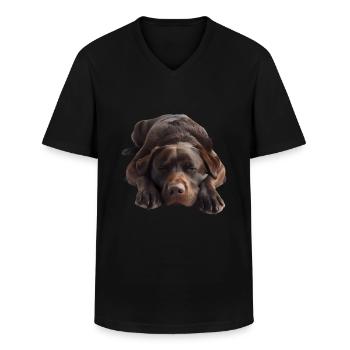 Labrador - T-shirt col V Homme - noir - Devant - AI Model Male 178 dark (178cm)