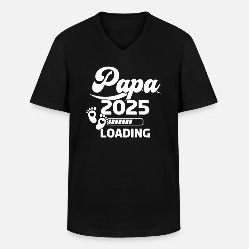 Papa 2025 Loading - Männer-T-Shirt mit V-Ausschnitt - Schwarz