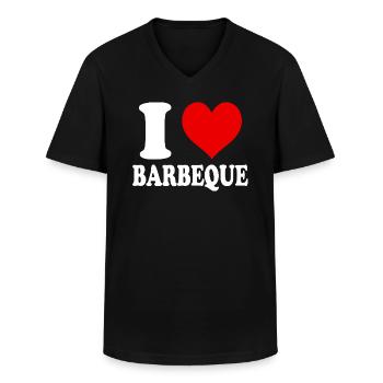 I Love Barbeque Funny Heart Witty - Men's V-Neck T-Shirt - black - Front - AI Model Male 178 dark (178cm)