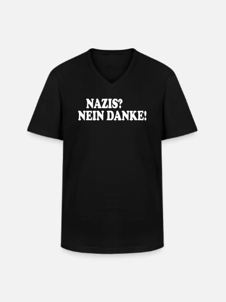 Nazis nein danke - Männer-T-Shirt mit V-Ausschnitt - Schwarz