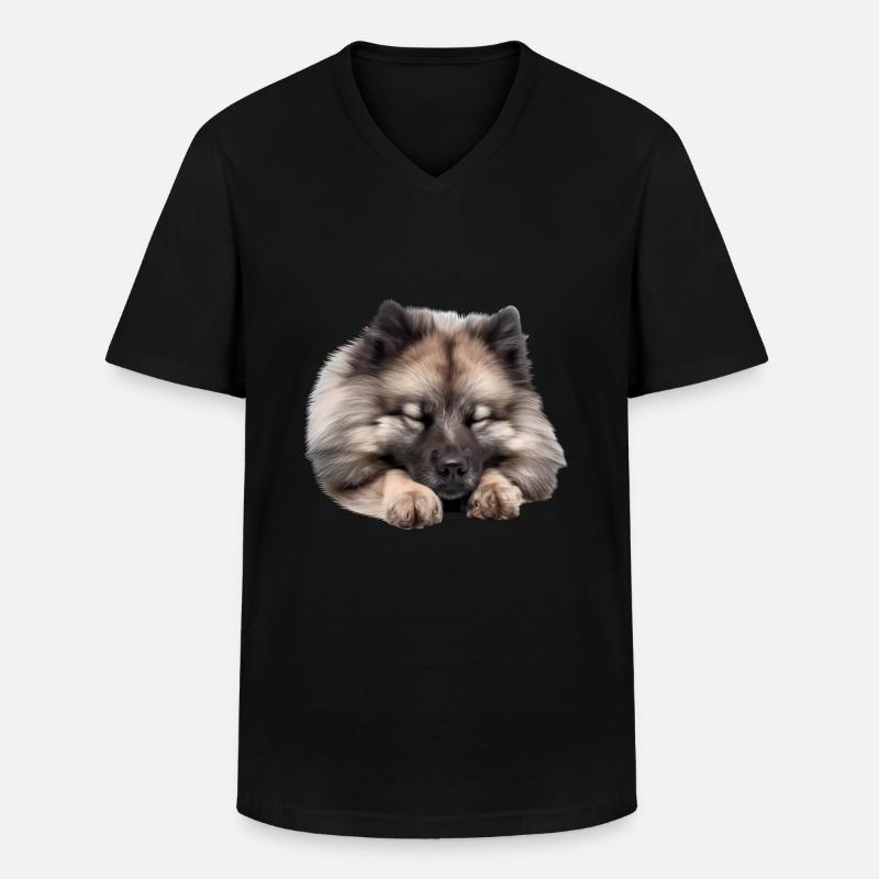 Keeshond - Männer-T-Shirt mit V-Ausschnitt - Schwarz