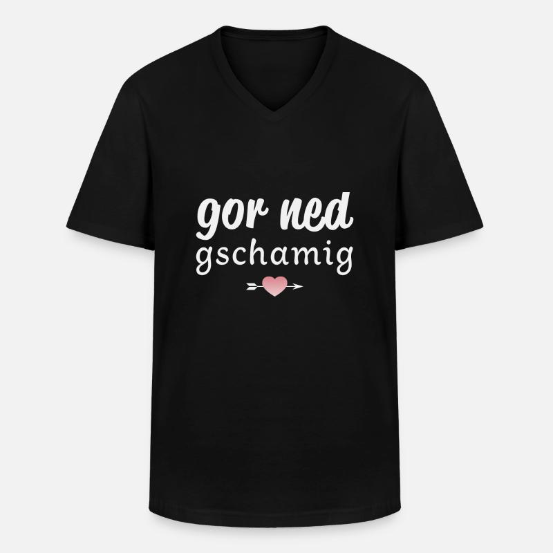 Gor ned gschamig - Männer-T-Shirt mit V-Ausschnitt - Schwarz