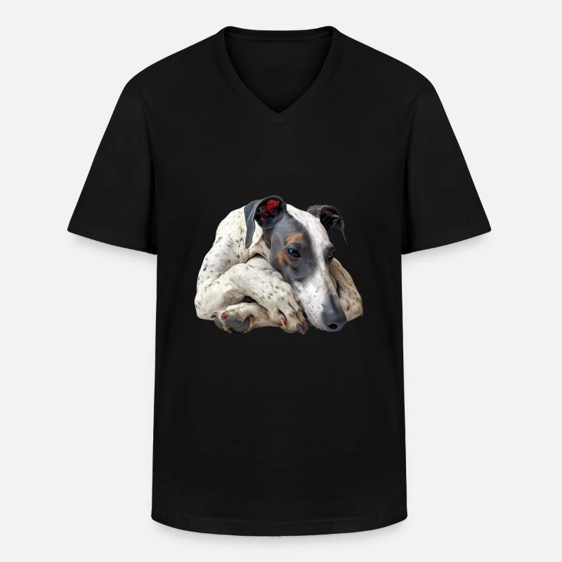 Whippet - Männer-T-Shirt mit V-Ausschnitt - Schwarz