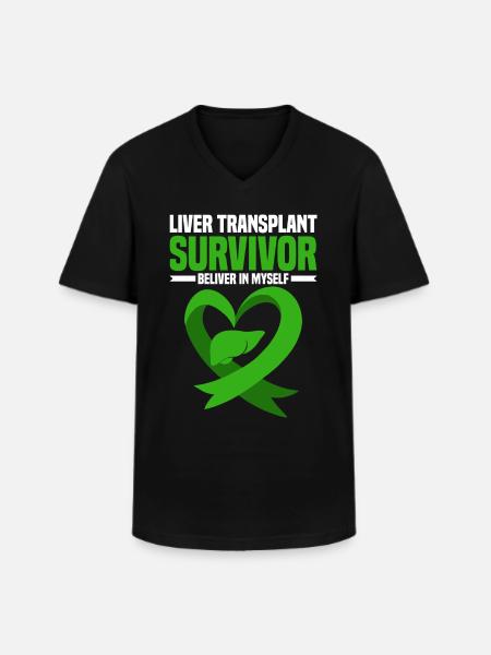 Lebertransplantation - Männer-T-Shirt mit V-Ausschnitt - Schwarz