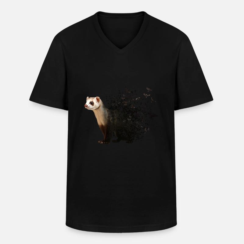 Frettchen - Männer-T-Shirt mit V-Ausschnitt - Schwarz