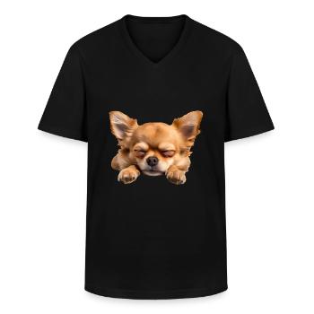 Chihuahua - T-shirt col V Homme - noir - Devant - AI Model Male 178 dark (178cm)