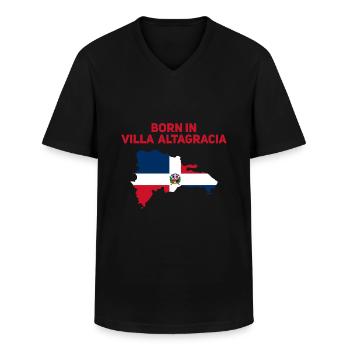 République dominicaine - T-shirt col V Homme - noir - Devant - AI Model Male 178 dark (178cm)