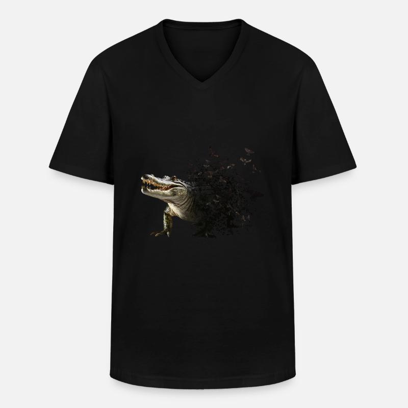 Krokodil - Männer-T-Shirt mit V-Ausschnitt - Schwarz