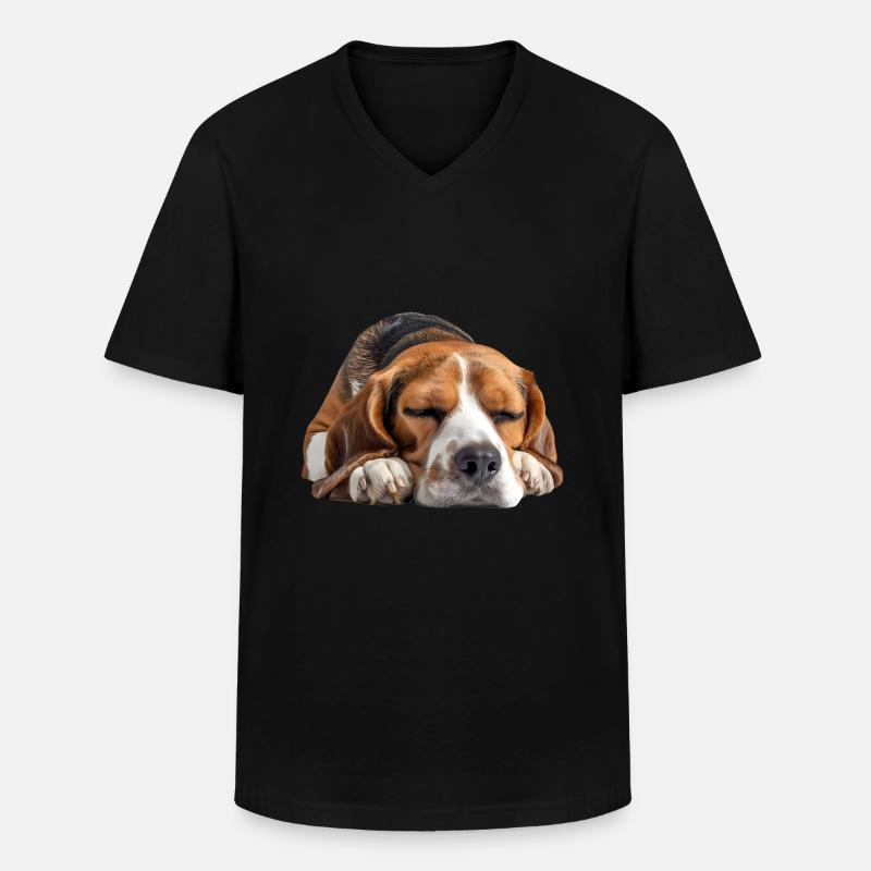 Beagle - Männer-T-Shirt mit V-Ausschnitt - Schwarz