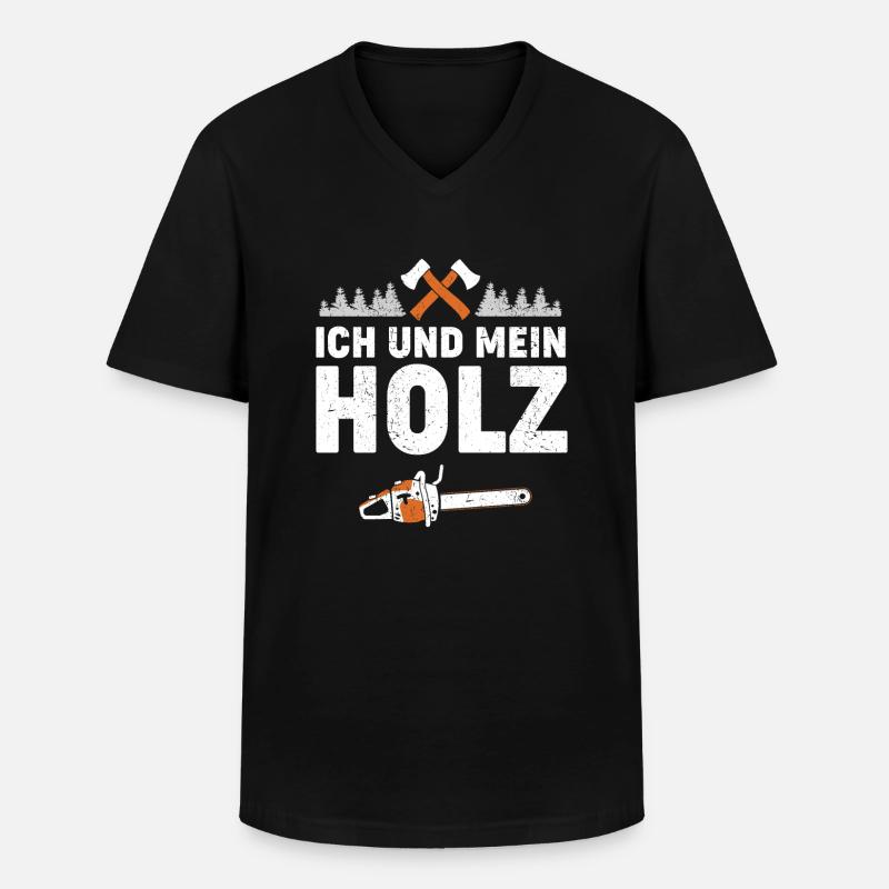 Ich und mein Holz - Männer-T-Shirt mit V-Ausschnitt - Schwarz