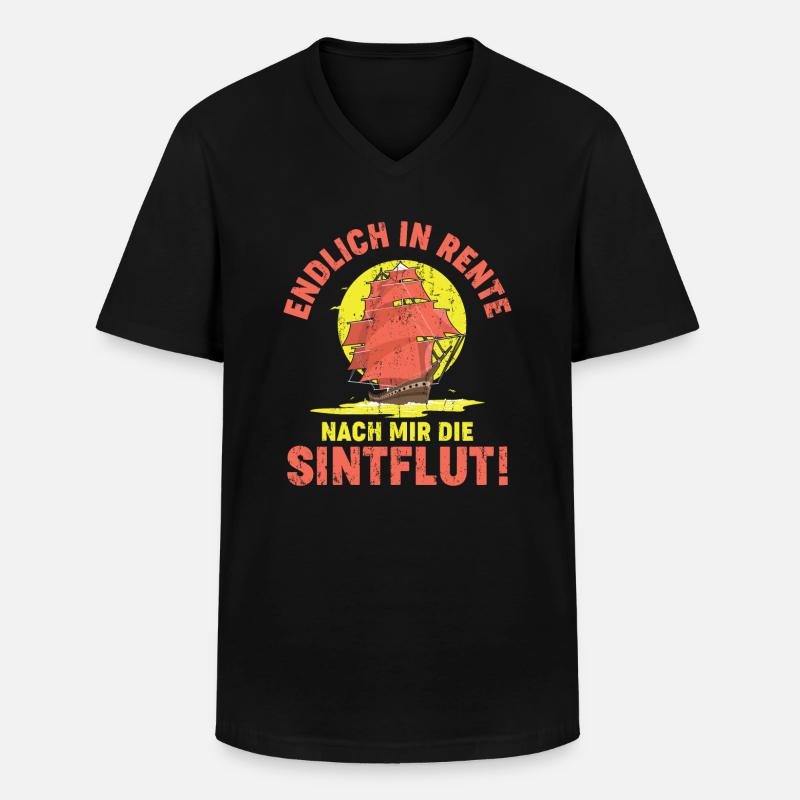ENDLICH IN RENTE - Männer-T-Shirt mit V-Ausschnitt - Schwarz