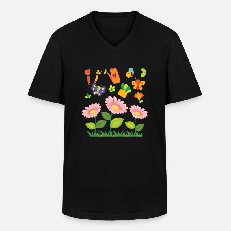 Der Garten - Männer-T-Shirt mit V-Ausschnitt - Schwarz