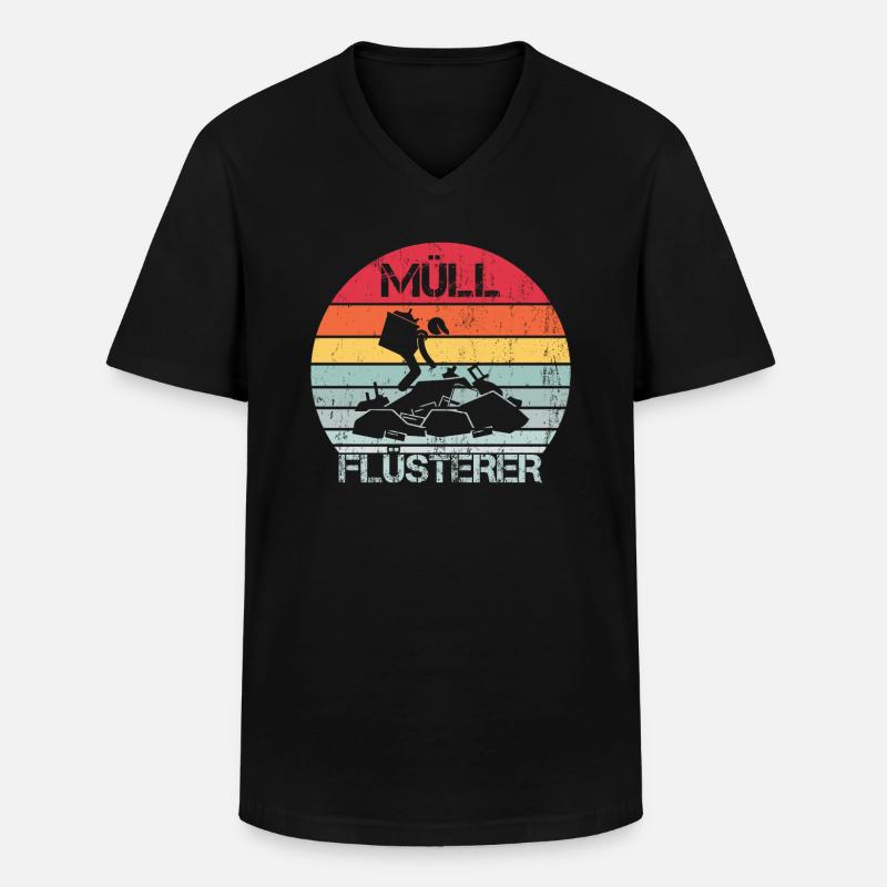 MÜLL FLÜSTERER - Männer-T-Shirt mit V-Ausschnitt - Schwarz
