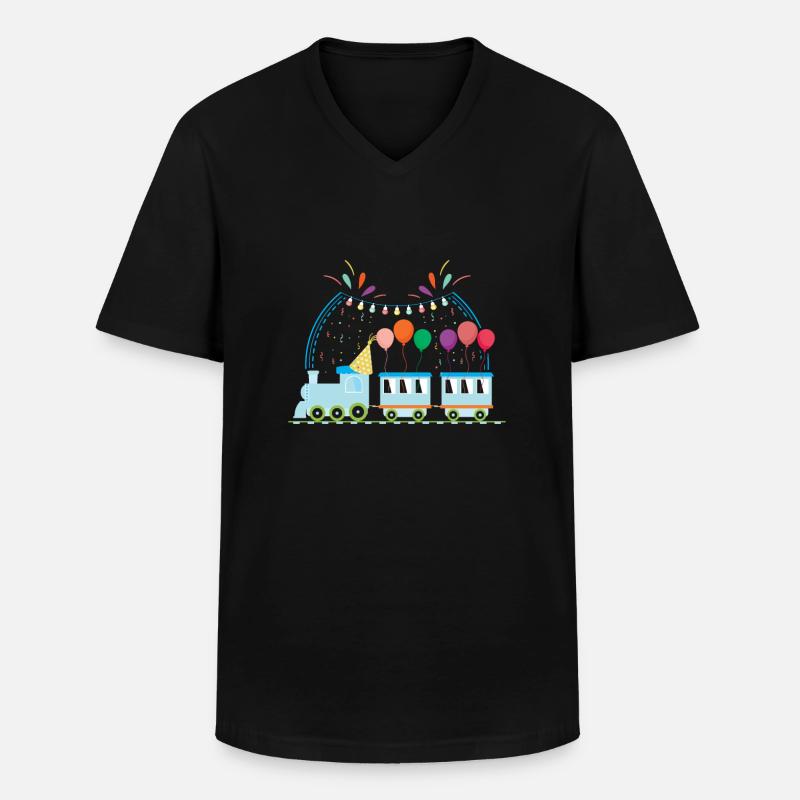 Zugführer Kinder Design - Männer-T-Shirt mit V-Ausschnitt - Schwarz