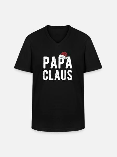 Papa Claus - Männer-T-Shirt mit V-Ausschnitt - Schwarz