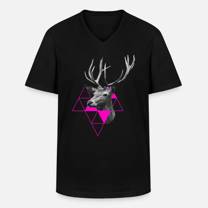 Hirsch Design Geschenke - Männer-T-Shirt mit V-Ausschnitt - Schwarz