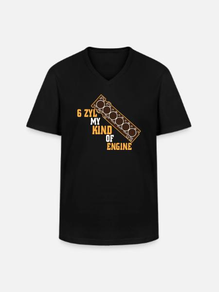 6 cylinder machine - Men's V-Neck T-Shirt - black