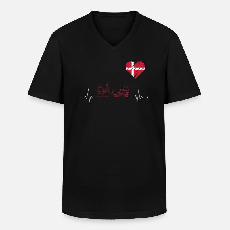 Dänemark Skyline - Männer-T-Shirt mit V-Ausschnitt - Schwarz