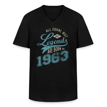 LEGEND ARE BORN IN 1963 birthday gift 59 years - Men's V-Neck T-Shirt - black - Front - AI Model Male 178 dark (178cm)