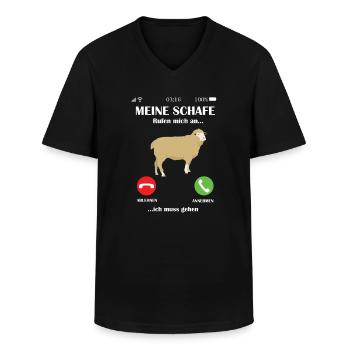 Meine Schafe rufen an - bauernhof Landwirt Geschen - Männer-T-Shirt mit V-Ausschnitt - Schwarz - Vorne - AI Model Male 178 dark (178cm)