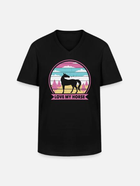 J’aime mon cheval - T-shirt col V Homme - noir