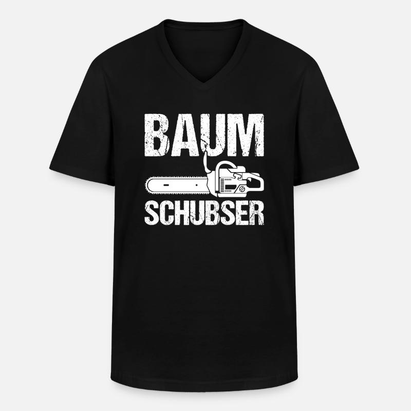 BAUM SCHUBSER - Männer-T-Shirt mit V-Ausschnitt - Schwarz