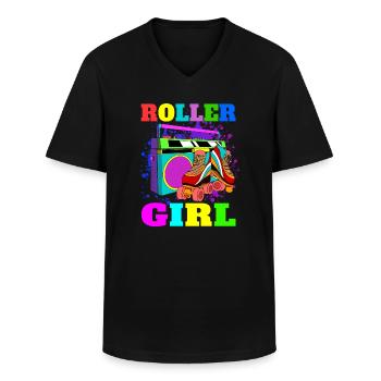 Rollschuhe Geschenk Retro Rollschuh Mädchen - Männer-T-Shirt mit V-Ausschnitt - Schwarz - Vorne - AI Model Male 178 dark (178cm)