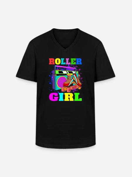 Rollschuhe Geschenk Retro Rollschuh Mädchen - Männer-T-Shirt mit V-Ausschnitt - Schwarz