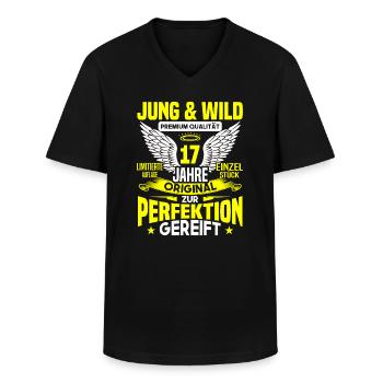17 Jahre Jung & Wild 17. Geburtstag Geschenk - Männer-T-Shirt mit V-Ausschnitt - Schwarz - Vorne - AI Model Male 178 dark (178cm)
