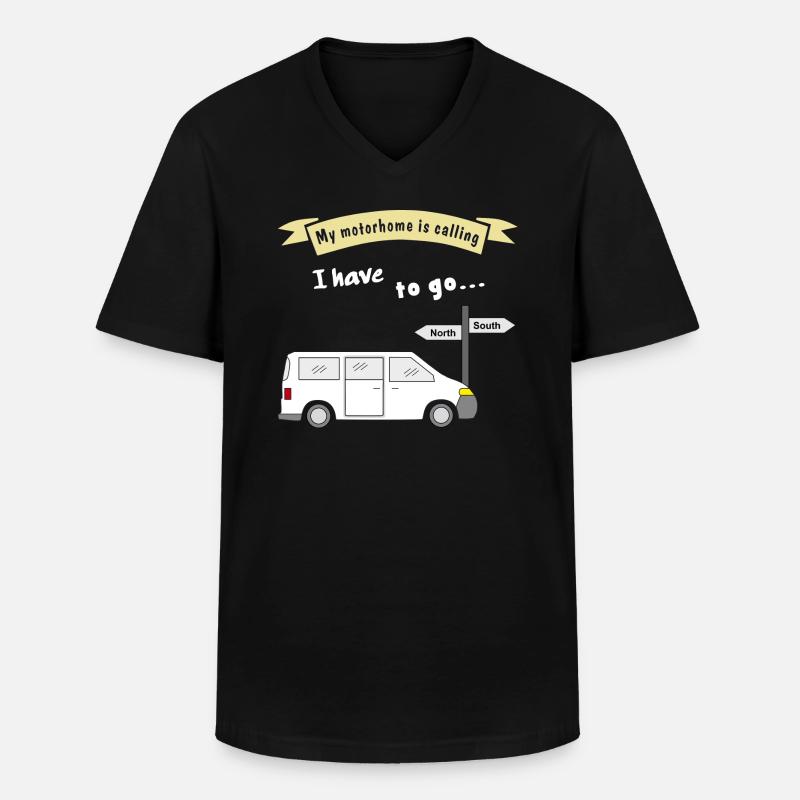 my motorhome is calling - Männer-T-Shirt mit V-Ausschnitt - Schwarz