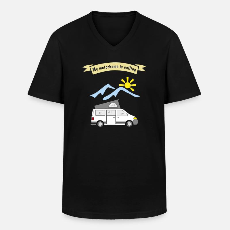 motorhome is calling - Männer-T-Shirt mit V-Ausschnitt - Schwarz