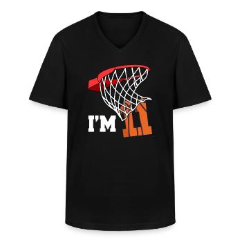 Ich Bin 11 Basketball 11. Geburtstag Basketballer - Männer-T-Shirt mit V-Ausschnitt - Schwarz - Vorne - AI Model Male 178 dark (178cm)