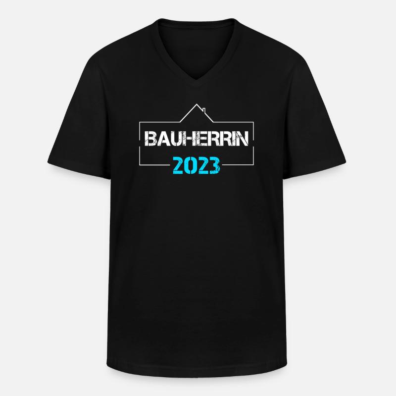 Bauherrin 2023 Häuslebauer Eigenheim Geschenk - Männer-T-Shirt mit V-Ausschnitt - Schwarz