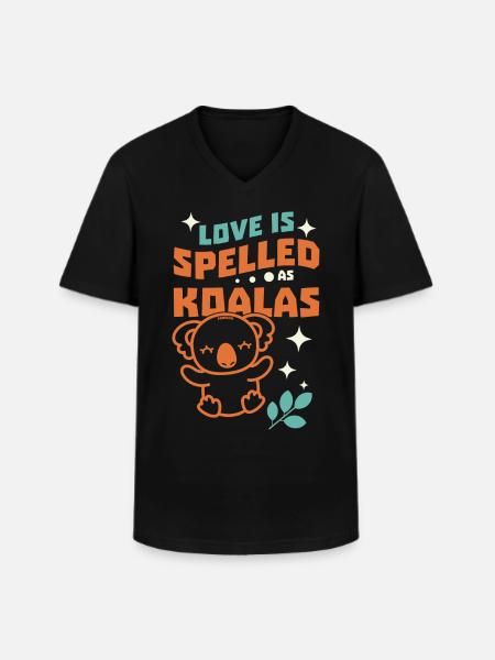 Love Is Spelled As Koalas - Men's V-Neck T-Shirt - black