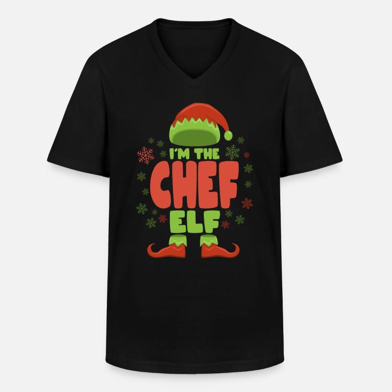 Chefkoch Weihnachtself - Männer-T-Shirt mit V-Ausschnitt - Schwarz