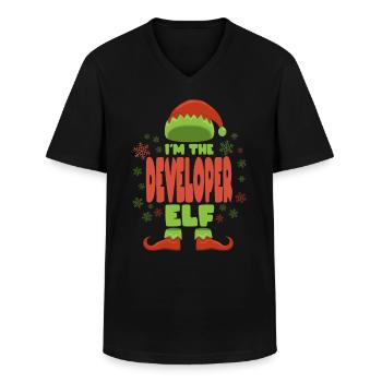 Softwareentwickler Weihnachtself - Männer-T-Shirt mit V-Ausschnitt - Schwarz - Vorne - AI Model Male 178 dark (178cm)
