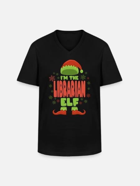 Librarian Christmas Elf - Men's V-Neck T-Shirt - black