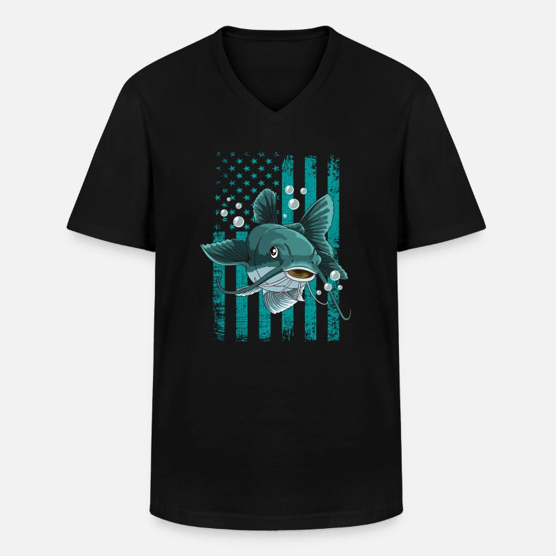 wels - Männer-T-Shirt mit V-Ausschnitt - Schwarz